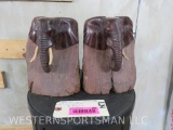Elephant Bookends made from wood -One Missing Tusk