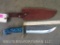 Pretty Blue Handled Knife w/Leather Sheath