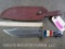 Nice Knife w/Leather Sheath & Patriotic Handle & Blade