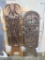 2 Hand Carved Wooden Folding Chair -Back Rests only w/Beautiful African Scene (2x$)