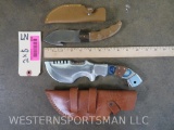 2 Knives w/Leather Sheaths and Neat Handles (2x$)