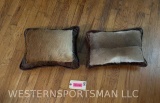 2 African hide pillows, with soft suede leather backing zipper enclosure 16 x 13 inches and 18 x 12