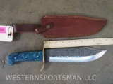 Pretty Blue Handled Knife w/Leather Sheath