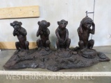 African Art -Carved Wood Statue of Monkeys 