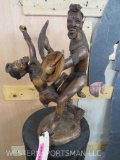 Very Cool African Wood Statue pf Fight Scene -Has Previous Small Repair DECOR
