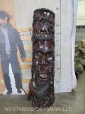Huge African Hand Carved Ebony Wood Mask w/Face & African Animal Scene AFRICAN ART