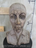Carved Wood Lady Bust unknown artist no visible markings