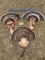 3 Turkey tails, beards & spurs, on Nice wood display, 2 Eastern, & 1 Merriam Great taxidermy
