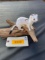 Beautiful fall, Weasel, or Ermine, on driftwood base, - 8 inches long, 7 inches wide, and 6 inches t