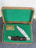 Schrade Cutlery 1992/93 Federal Duck Stamp Commemorative Knife w/wood Case & COA