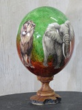 Beautiful Big 5 Ostrich Egg Fixed w/Stand Approx 9