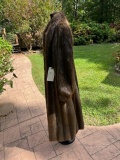 Beautiful full length Beaver fur coat, with ranch fox, sleeves and collar, length, 48 inches, sleeve