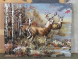 3-D Art (Deer Scene) Cut from Metal & Painted