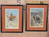 2 Matching framed Frederic Remington Prints 