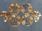 South African Copper Elephant Art x4 (ONE$) W/Wall Hangers