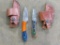 2 Hand Made (Texan Knives, USA) Damascus Steel/Wood Handle Knives w/Leather Sheaths (ONE$)