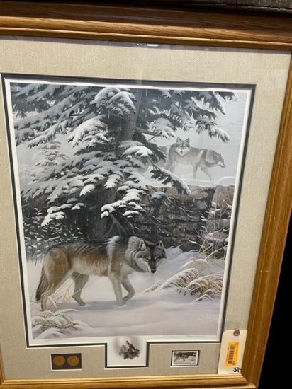 Beautiful Wolf print "Winter Wonder" conservation, edition, signed & numbered, 1998, Wildlife Foreve