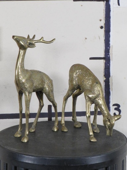 2 Vintage Brass Deer Statues (ONE$) BRASS ART