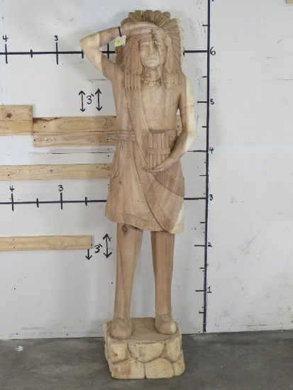 Large Carved Wooden Indian Statue ART