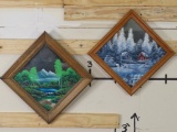 2 Beautiful Framed Hand Painted Mirrors, Signed by Artist ?Clemons? ORIGINAL ART PAINTINGS