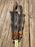 2 beautiful soft tanned NEW Grey fox furs,/ hides / skins, 38 & 44 inches long, great taxidermy lo