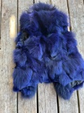 Beautiful Dyed ranch fox fur vest, with dyed raccoon collar 23 inches long x 15 inches , at the shou