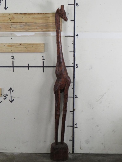African Giraffe Statue Hand Carved from Piece of Wood AFRICAN ART