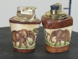 2 Nice Handmade African Lighters (Wood & Scrimshawed Bone) One works, the other sparks (ONE$) AFRIC