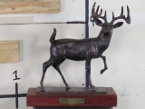Bronze Whitetail Deer on Wood Base, No visible makers marks BRONZE ART
