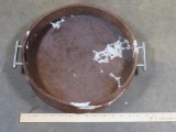 Brand New Beautiful Round Serving Tray Wrapped in Cowhide w/Leather Bottom DECOR