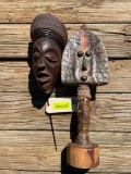 Old African mask, and ART wood carving with brass & copper overlay very cool looking ! mask is 11 1/