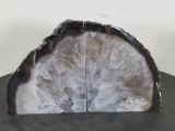 Brazilian Agate Geode Bookends w/Quatrtz (ONE$) ROCKS&MINERALS