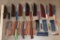 (15) *New* Damascus Knives with Leather Sheaths (ONE$)