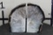 Brazilian AGATE GEODE BOOKENDS with Clear Quartz, Weight: 6lbs 9oz