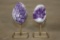 (2) Natural AMETHYST Crystal Clusters on Metal Stands (ONE$)