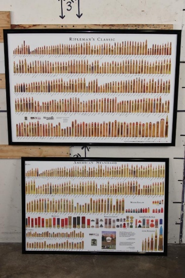 (1) "Rifleman's Classic" and (1) "American Standard" Framed Ammunition Posters (ONE$)