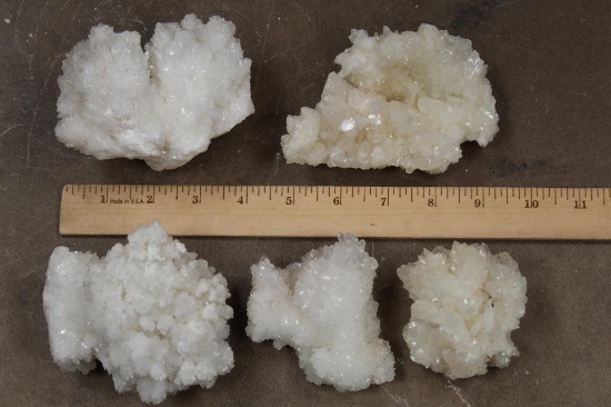 (5) Clusters of Natural and Raw White ARGONITE CAVE CALCITE, Weigh: 4 lbs (ONE$)