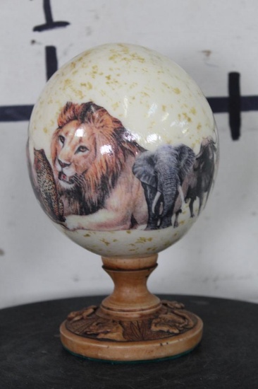 "Big 5" Animals Pictured on an OSTRICH EGG
