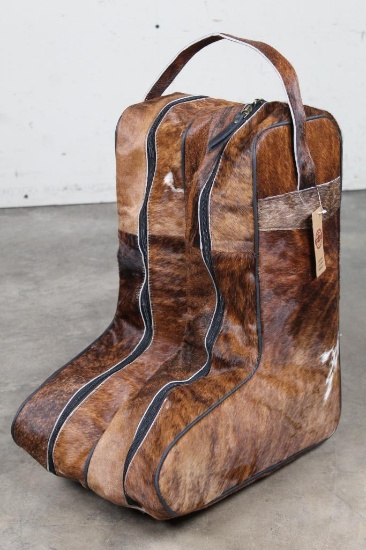 *BRAND NEW* Natural COWHIDE Boot Bag with Twin Zippers