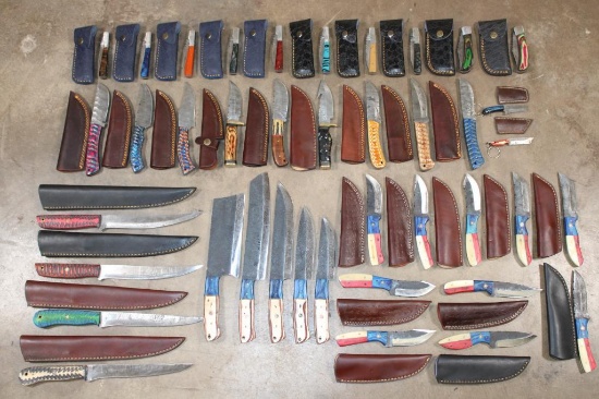 (40) *Brand New* Damascus and Carbon Steel KNIVES (ONE$)