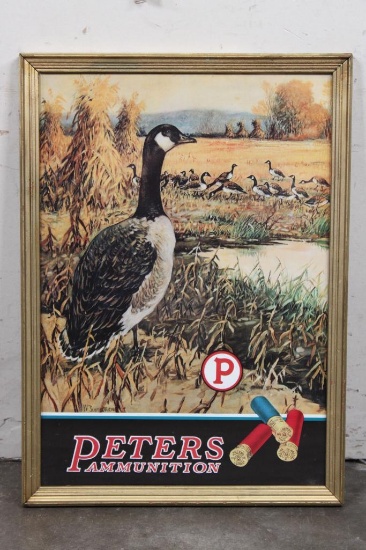 Reproduction 1922 "Peters Ammunition" Advertisement in a Wooden Frame