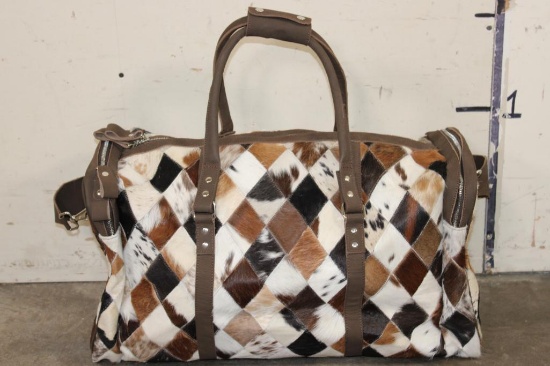 *Brand New* Patchwork Cow Hide and Leather Duffle Bag