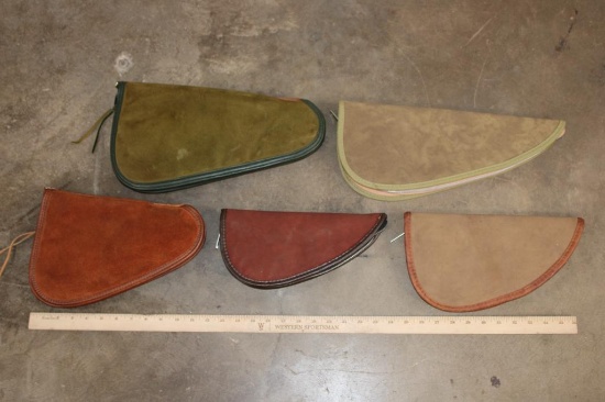 (5) LEATHER Handgun or Pistol Cases with Zippers (ONE$)
