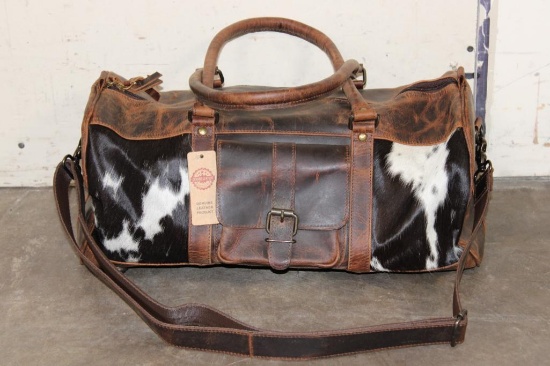 *Brand New* Cow Hide and Brown Leather Duffle Bag