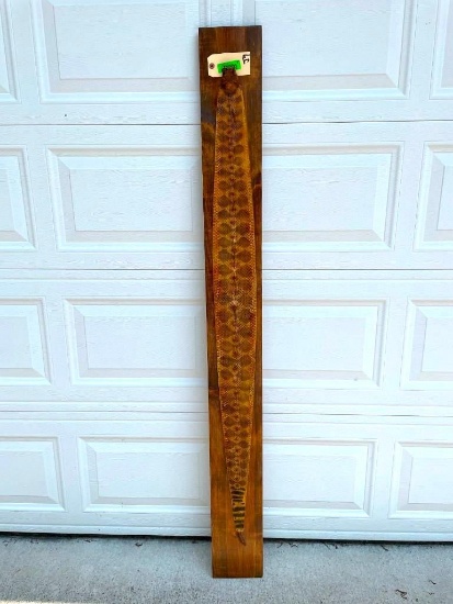 Complete RATTLESNAKE Skin with its Rattle Displayed on a Wooden Board