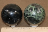 (1) BLACK TOURMALINE Sphere and (1) GREEN APATITE Sphere (ONE$)