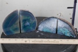 (2) Sets of Purple and Blue Dyed Brazilian AGATE Book Ends, Weight: 1lb 14oz each (ONE$)