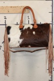 *Brand New* Leather and Cow Hide Duffle Bag with Fringe