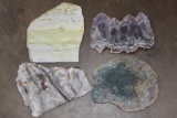 (4) Mineral Slices-ONYX, AMETHYST, AGATE, and PETRIFIED WOOD (ONE$)