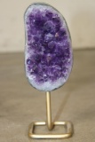 Deep Purple AMETHYST Crystal Cluster on a Metal Stand
